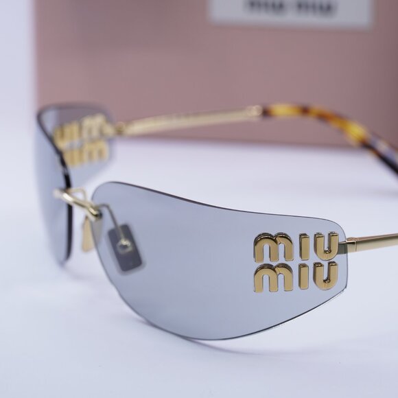 Miu Miu MUA51S 5AK50K Rectangle Sunglasses – Gold\\Light Grey main image 7